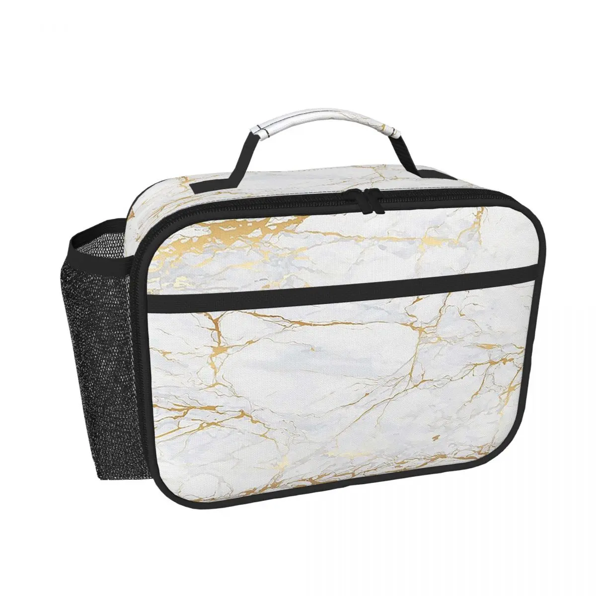 White And Gold Marbl Insulated Lunch Bag for Women Children Leakproof Food Boxes Thermal Lunch Box Tote