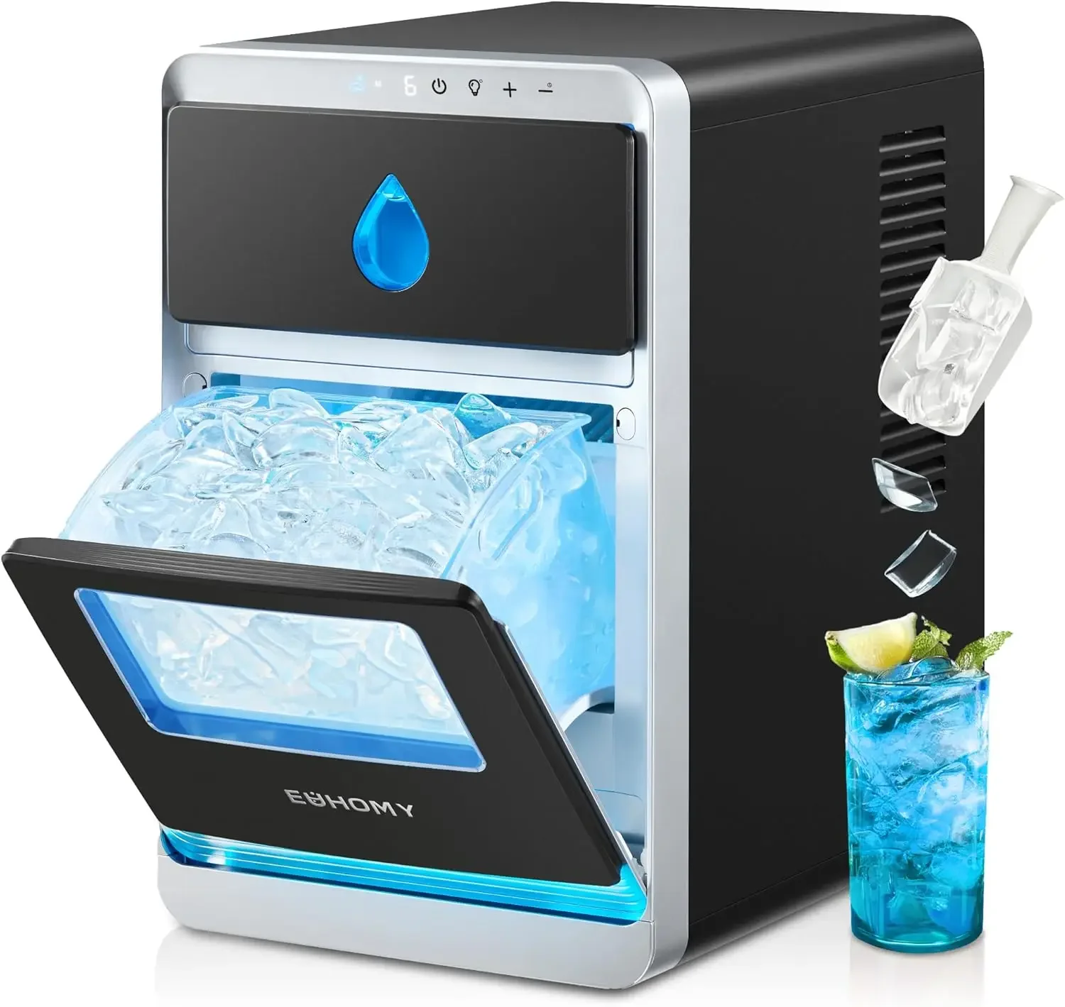 

LunaArc Crescent Ice Maker Countertop 16Pcs Ready in 12Mins 1600Pcs Day Auto Deep Cleaning Timer Adjustable Ice Thickness