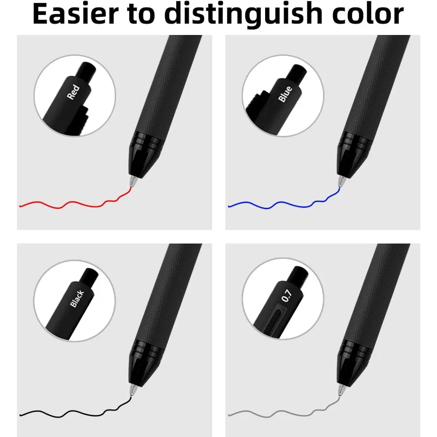 قلم متعدد الوظائف 4 في 1 مع حبر حبر جاف أسود وأحمر وأزرق وقلم رصاص ميكانيكي 0.7 مم يتميز علبة معدنية أنيقة مثالية لـ #3