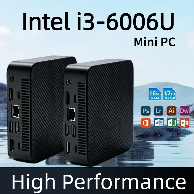 High Performance Mini PC Intel Core i3-6006U Small Pocket Computer 16GB RAM 1TB/2TB  SSD WiFi 6 BT5.2 Gaming Desktop PC Portable
