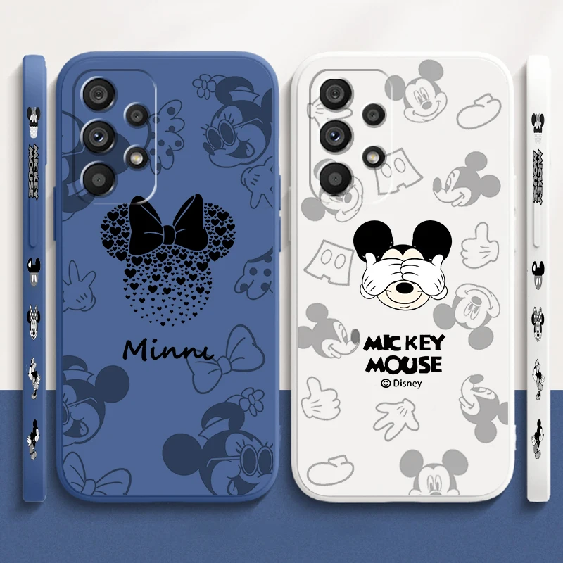 Disney Minnie Mickey Hot Art Liquid Left Rope For Samsung A53 A52 S A33 A32 A51 A71 A21S A13 A73 A50 A72 A23 A12 5G Phone Case