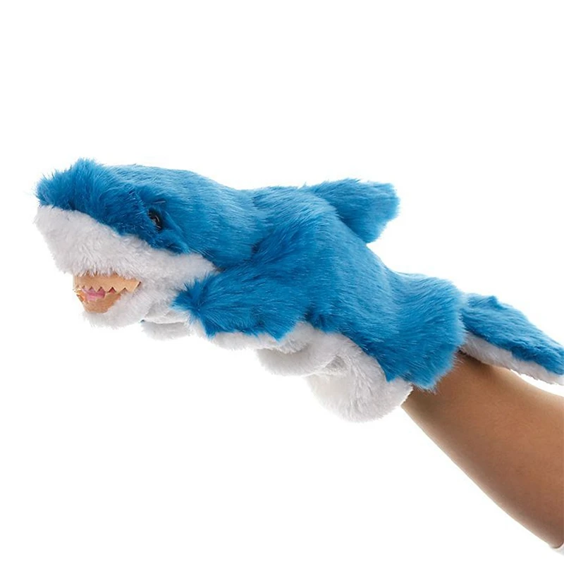 Nuevos juguetes de peluche con dedos de animales marinos para enseñanza y actuación de iluminación de niños marionetas de mano cómodas para mamá