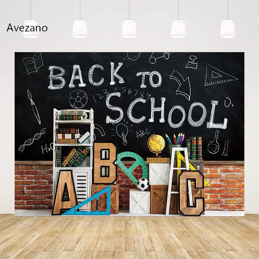 Avezano Photography Background Back to School Globe Book ABC Child Portrait Decor Kindergarten Baby Backdrop Photo Studio Props