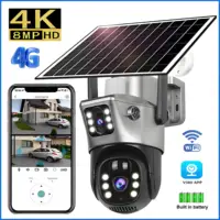 Cámara Solar inalámbrica WiFi 4K para exteriores, lente Dual de 8MP, cámara de vigilancia IP 4G Sim, visión nocturna PIR, detección móvil, CCTV de seguridad