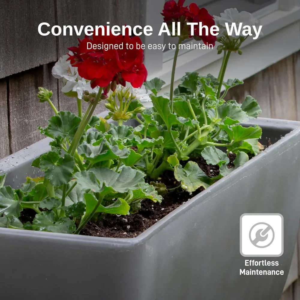 30" Long Elevated Rectangular Garden Planter with Wrought Iron Stand, Graphite - Durable, Stylish, and Weather-Resistant