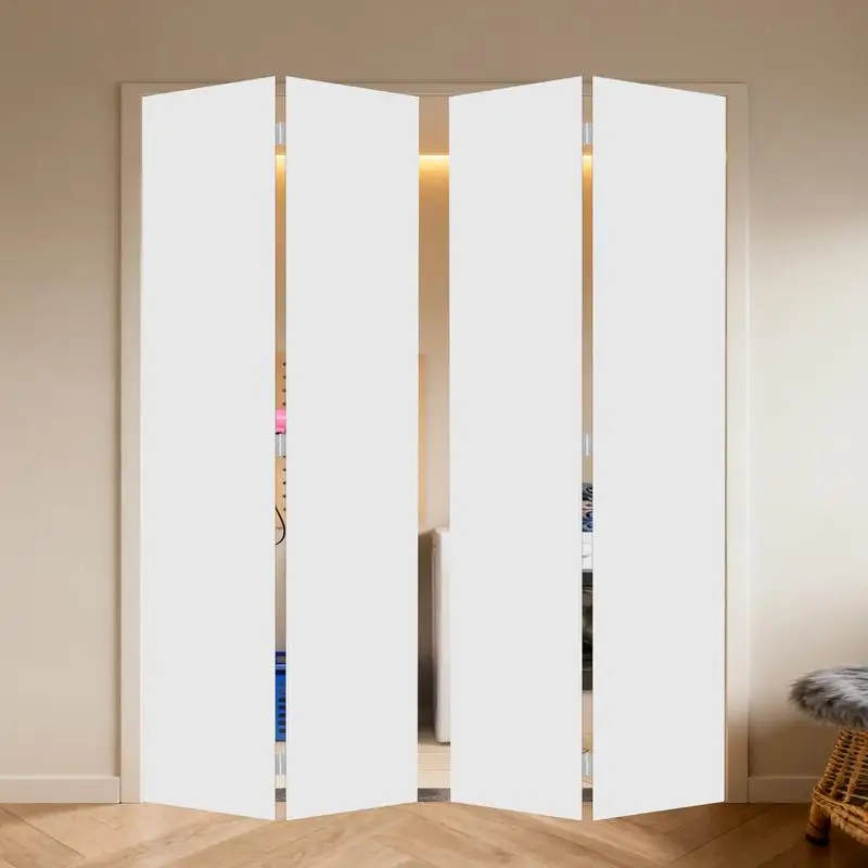 Pintu Lipat Dua Panel Modern 84x84 Inti Padat Vinyl Putih dengan Perlengkapan Perangkat Keras