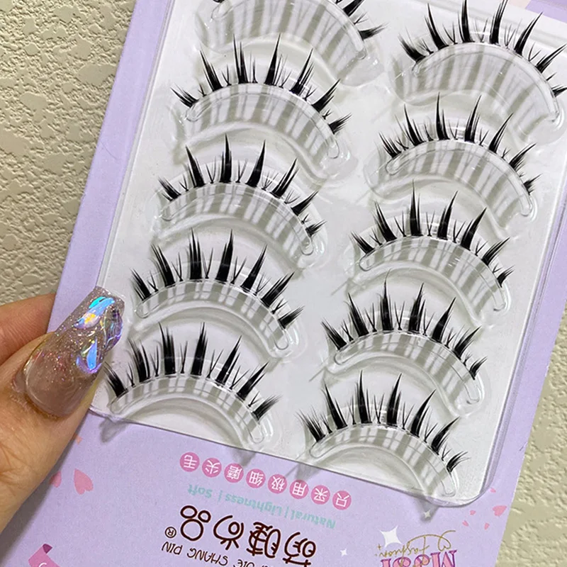 5 Pairs Fairy Natural Lash Extension Cross Curling Wispy False Eyelashes Daily Eye Makeup Tools Korean Japanese Comestic Tool