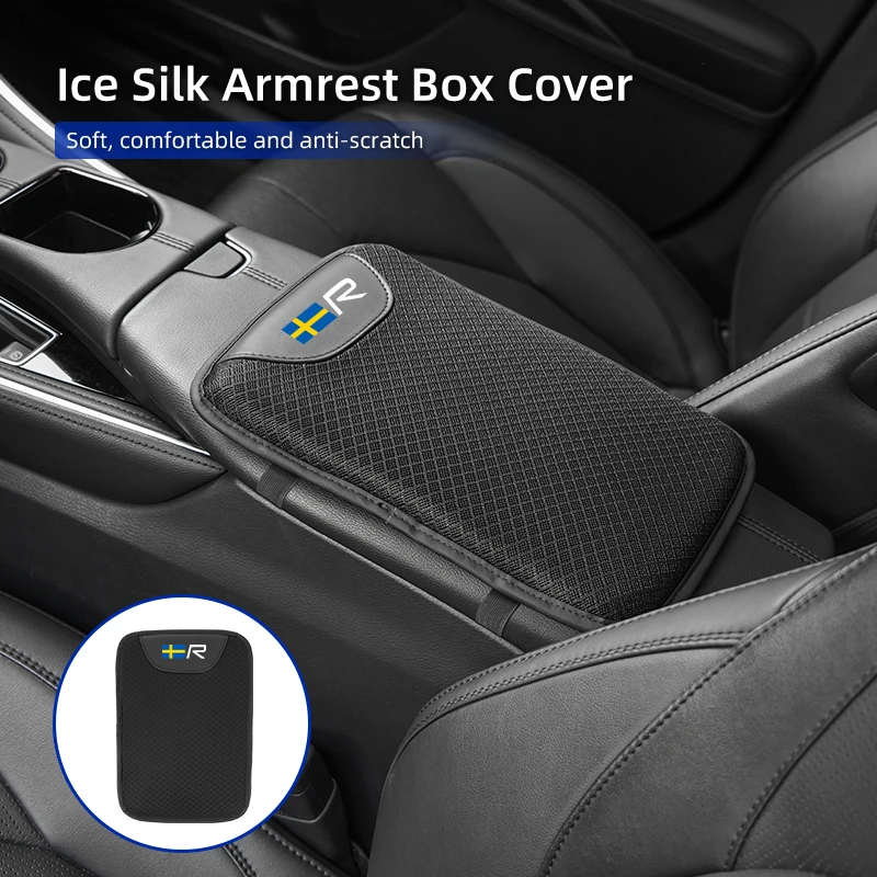 Автомобильный ледяной шелковый подлокотник, защитный чехол для консоли, аксессуары для Volvo AWD R C30 C70 S60 S80 S90 T6 V40 V50 V60 V70 V90