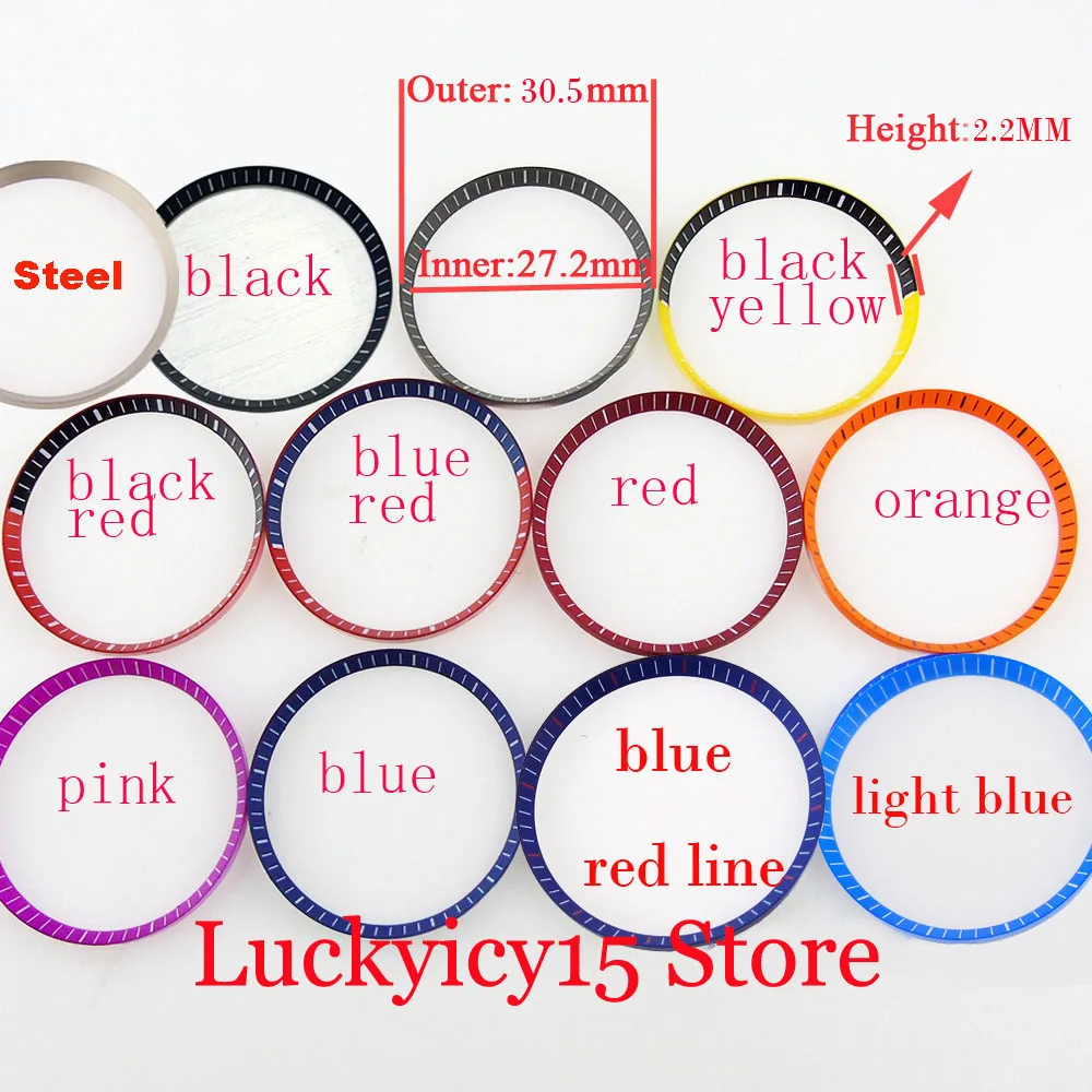 Anillo de plástico negro/azul/verde/rojo/naranja 29,8mm * 27,2mm * 2,1mm ajuste 42mm NH35A NH36A SKX funda