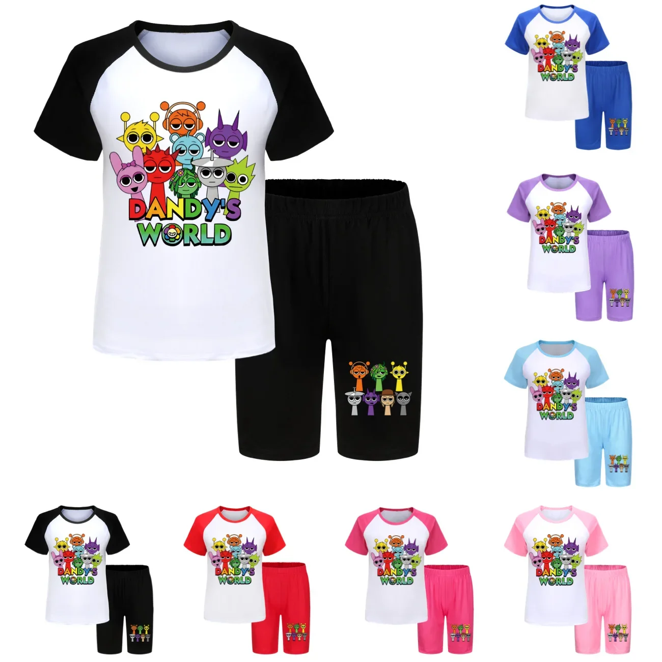 Sprunki Cartoon TShirt Summer Kids Game Incredibox Pajama Sets Baby Girls Short Sleeve T-shirts Shorts 2pcs Set Boys Nightwear