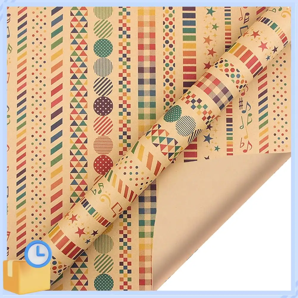Popular 6 Pcs Wrapping Paper Sheets,Birthday Wrapping Paper Set Festival Gift Wrap Papers,Ribbon Present Gift Wrapping Paper