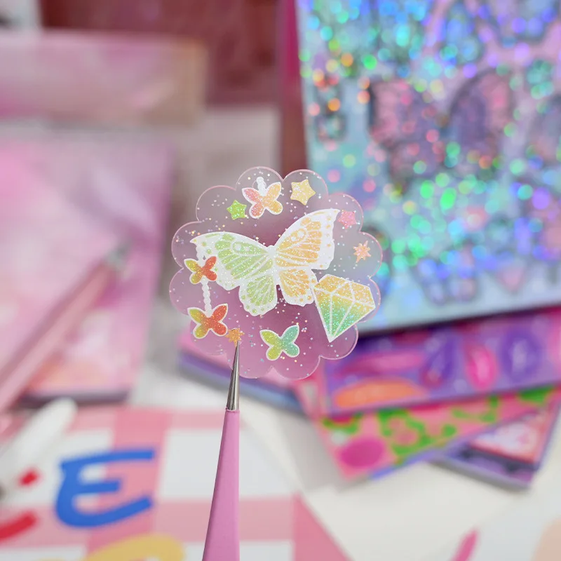 Morning Foam Romantic Star River Guka Sticker Book Cartoon Flashing Film Love Butterfly Gubrick Handmade Tent Decoration Collar