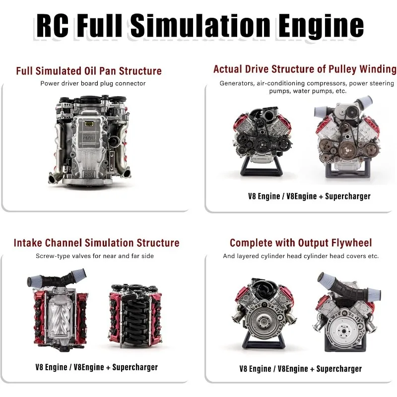 Mini kits V8 que funcionam - Kits de modelo V8, kits RC em miniatura Cison MAD para adultos para construir, DIY