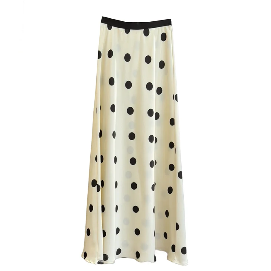 Women's clothing 2024 summer polka dot half length skirt, women's drape feeling, high waisted satin A-line fishtail long skirt