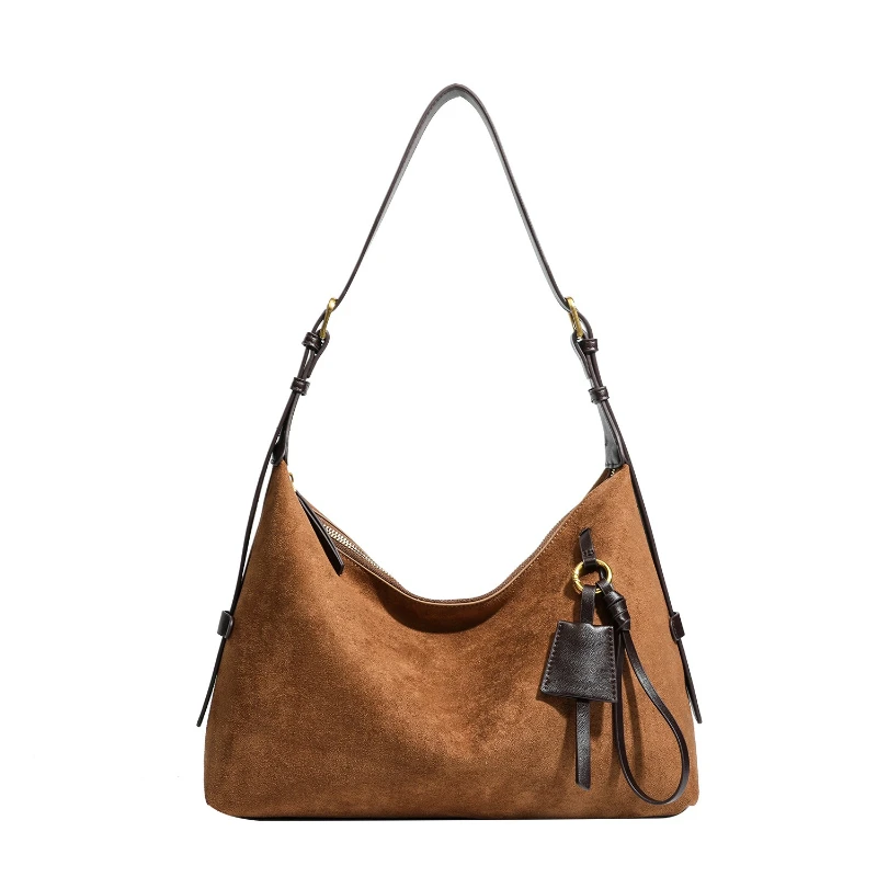 

Сумка на плечо из искусственной замши, большая вместительная однотонная сумка подмышки, простая повседневная сумка для пригородных поездок, роскошные дизайнерские кошельки