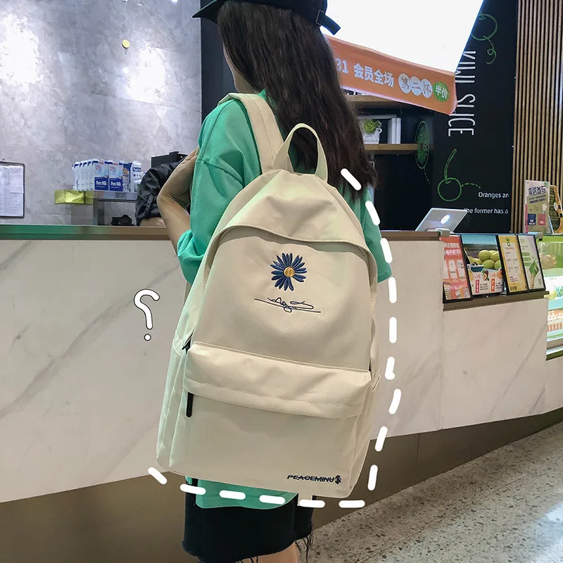 Korean Daisy Print Large Capacity Women Backpack Female Bags for Women Cute Fashion Travel Backpack Student Girl School Bag