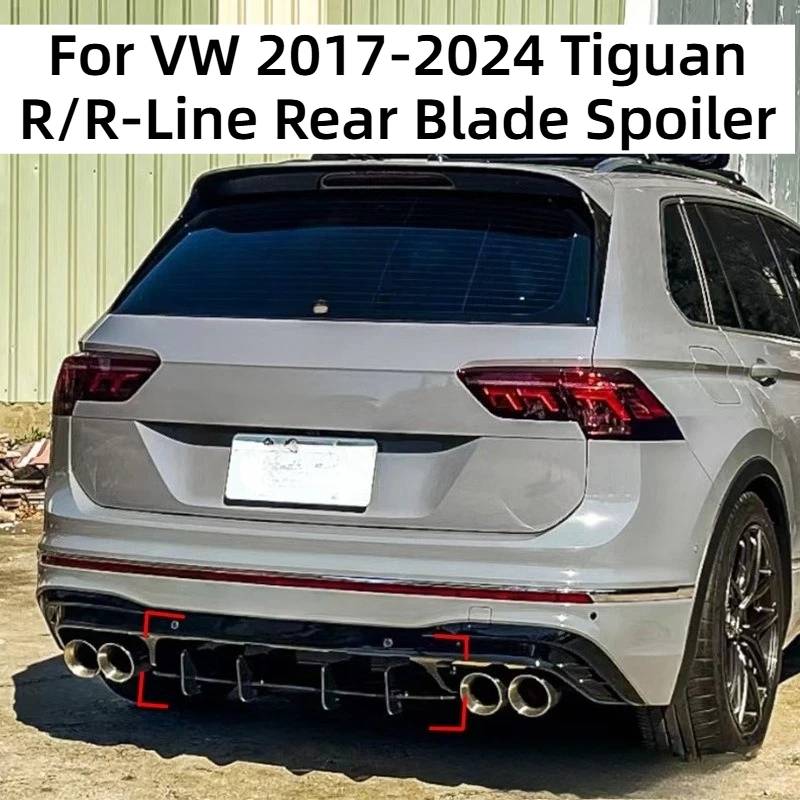 For Volkswagen 2017-2024 Tiguan R/R-Line Rear Blade Spoiler Rear Bumper Trim Bolt-On Rear Air Knives Car Exterior Mod Accessory