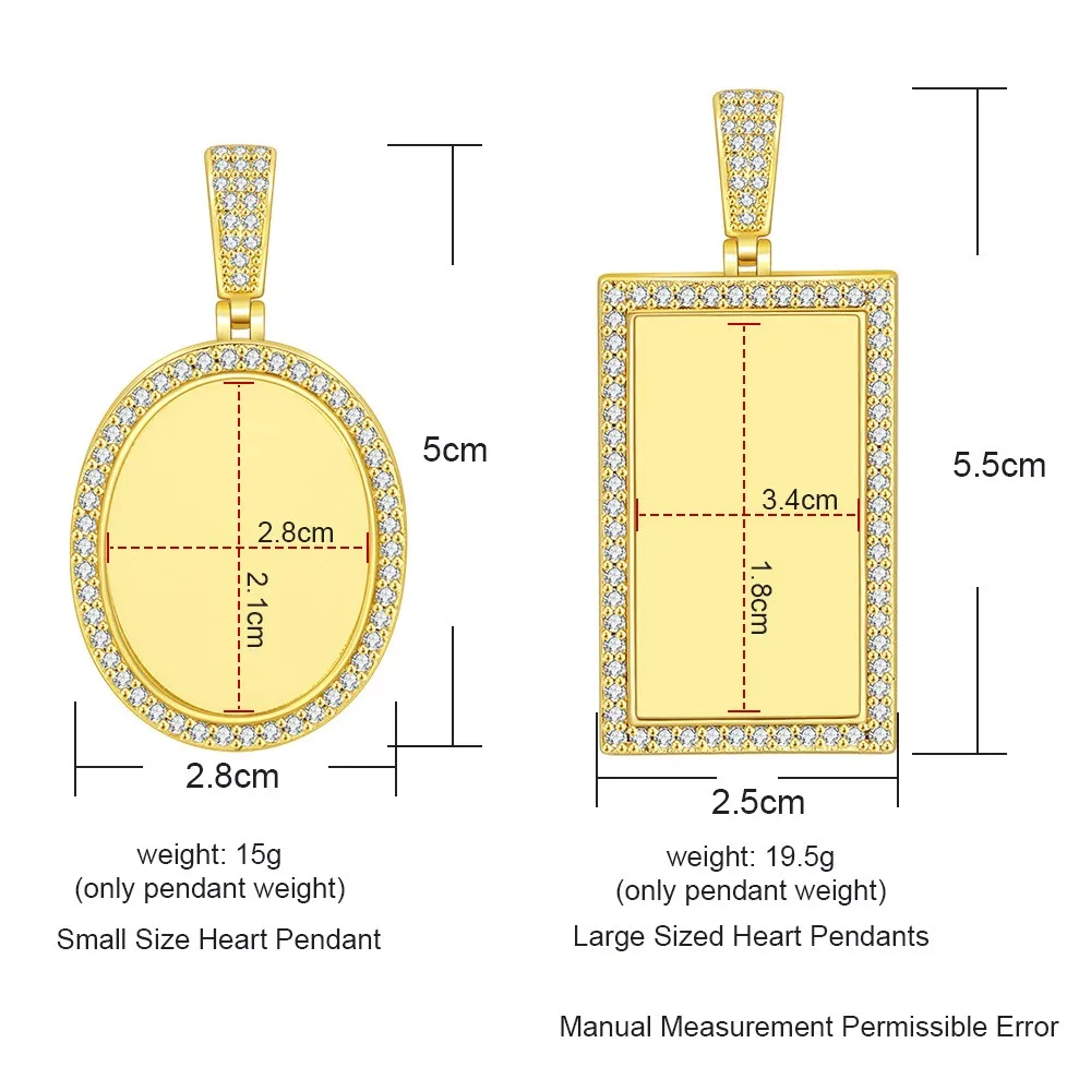 Photo Customized Personalized Hiphop Punk Pendant Necklace For Men Women Ice Out Zircon Gold Color Fashion Jewelry Dropshipping
