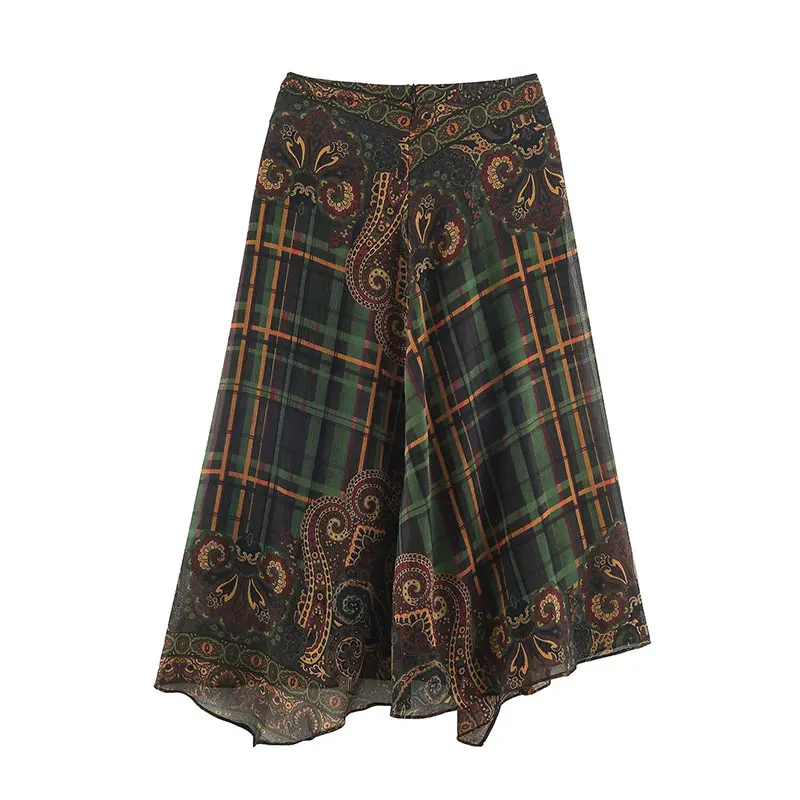 NLZGMSJ Vintage Casual Chic Women Asymmetry Skirt Printing Draped Loose New Fashion 2026 Autumn Holiday Female Long Skirt
