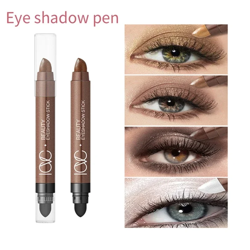 Double Head Waterproof Eyeshadow Sticks Long Lasting Shimmer High Pigmented Glitter Neutral Brown Eyeshadow Pencil Crayon Makeup