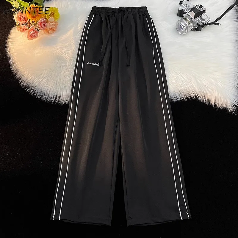 

Брюки мужские, американские винтажные, широкие брюки в полный рост, повседневные брюки в белую полоску для пар, уличная одежда в стиле хип-хоп, универсальные, популярные, на каждый день