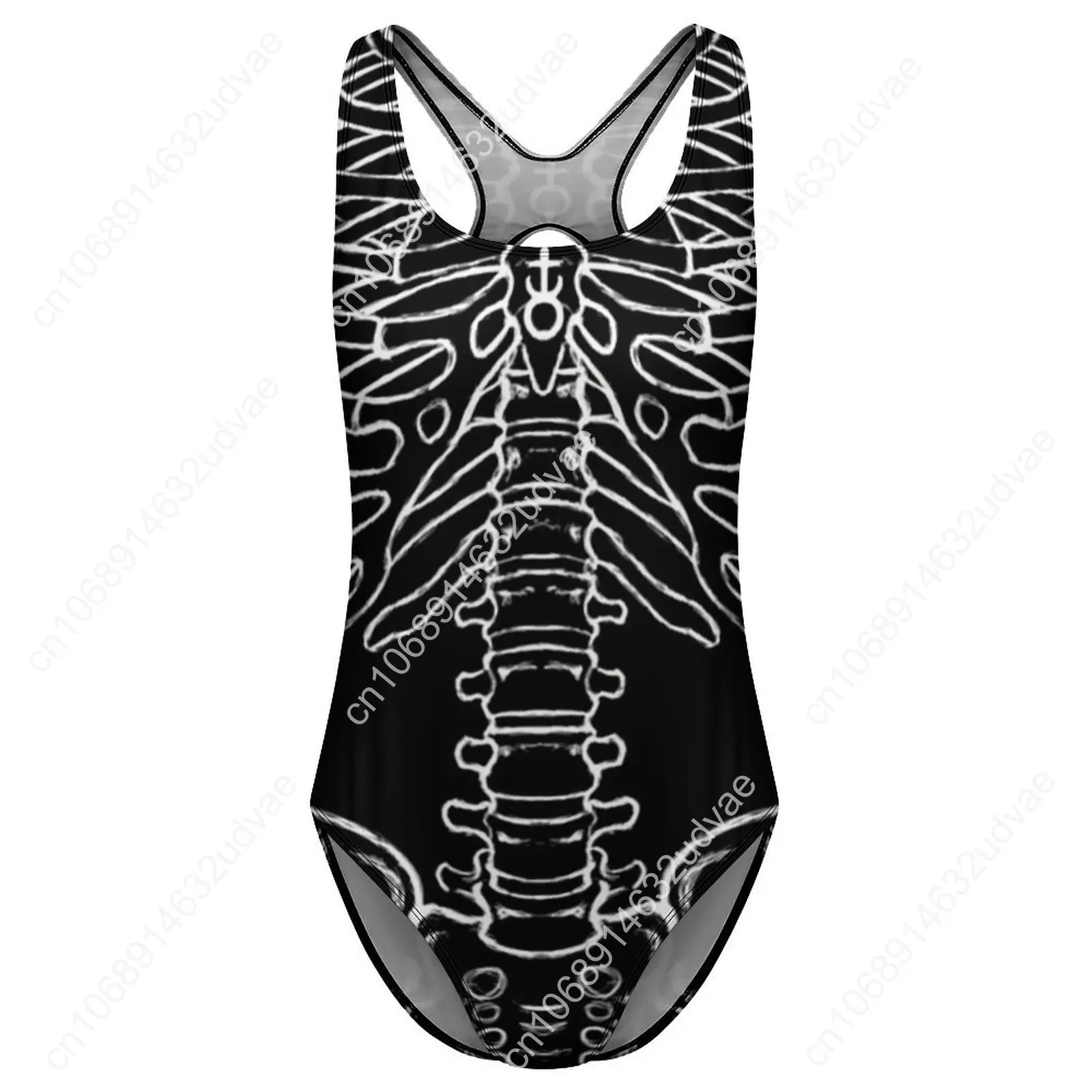 Traje de baño con gráfico de esqueleto Magic Dread Punk, traje de baño de una pieza para vacaciones, trajes de baño para Surf, Monokini sin mangas, ropa de playa con realce para mujer