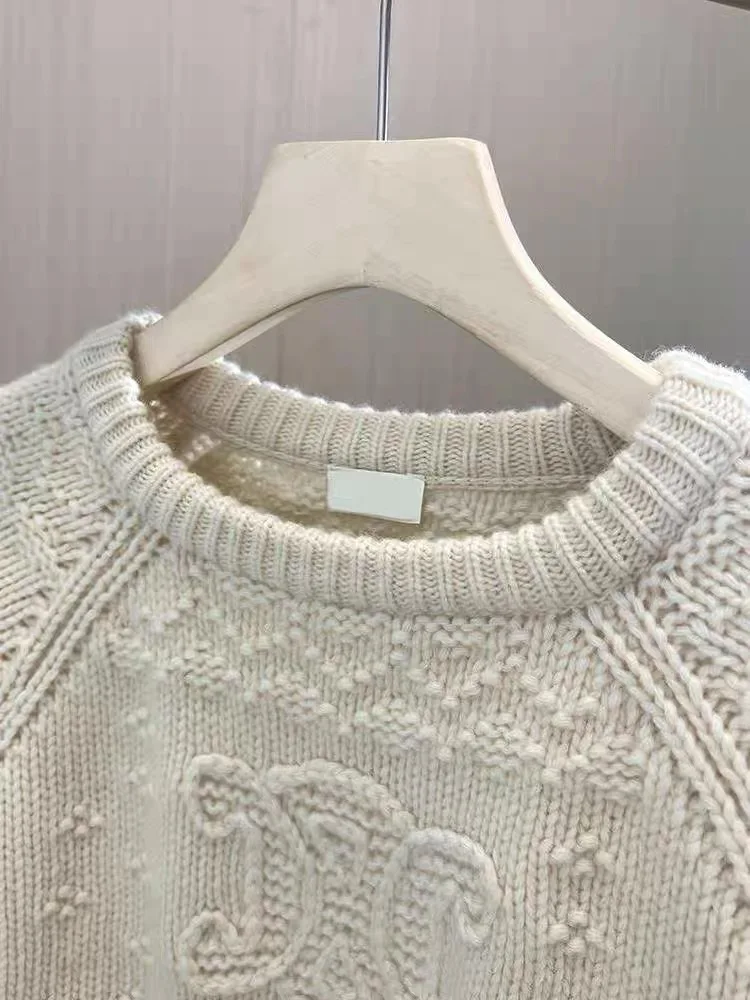 Maglione lavorato a maglia da donna Gancio 3D Fiore All-Match Sle Lungo Sve Lunghezza regolare Pendolarismo Faion Autunno Inverno Sensazione di fascia alta