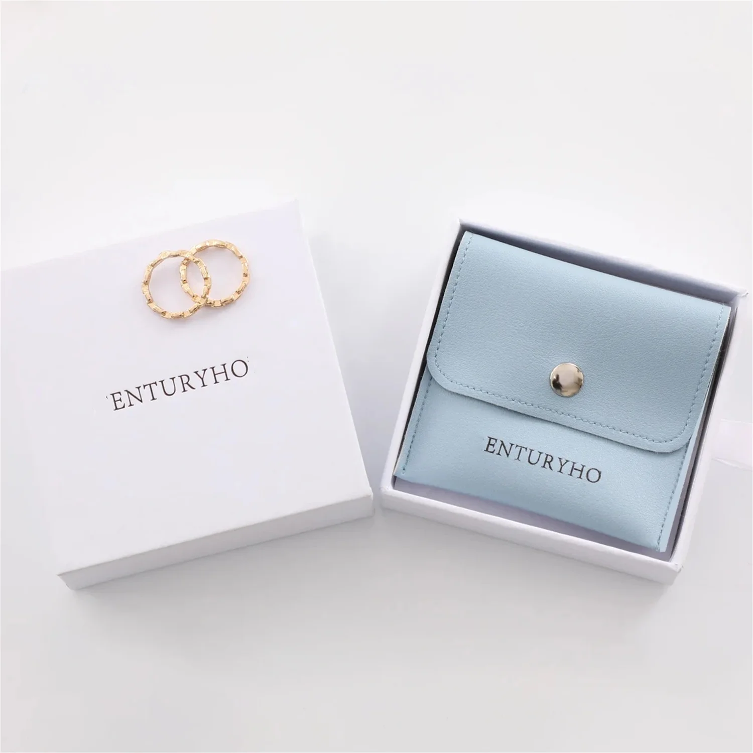 

50 Custom Jewelry Packaging Bags Snap Button Bag Custom Logo Envelope Bag with superfine fiber Flip Leather Bag Embossed Logo Mu