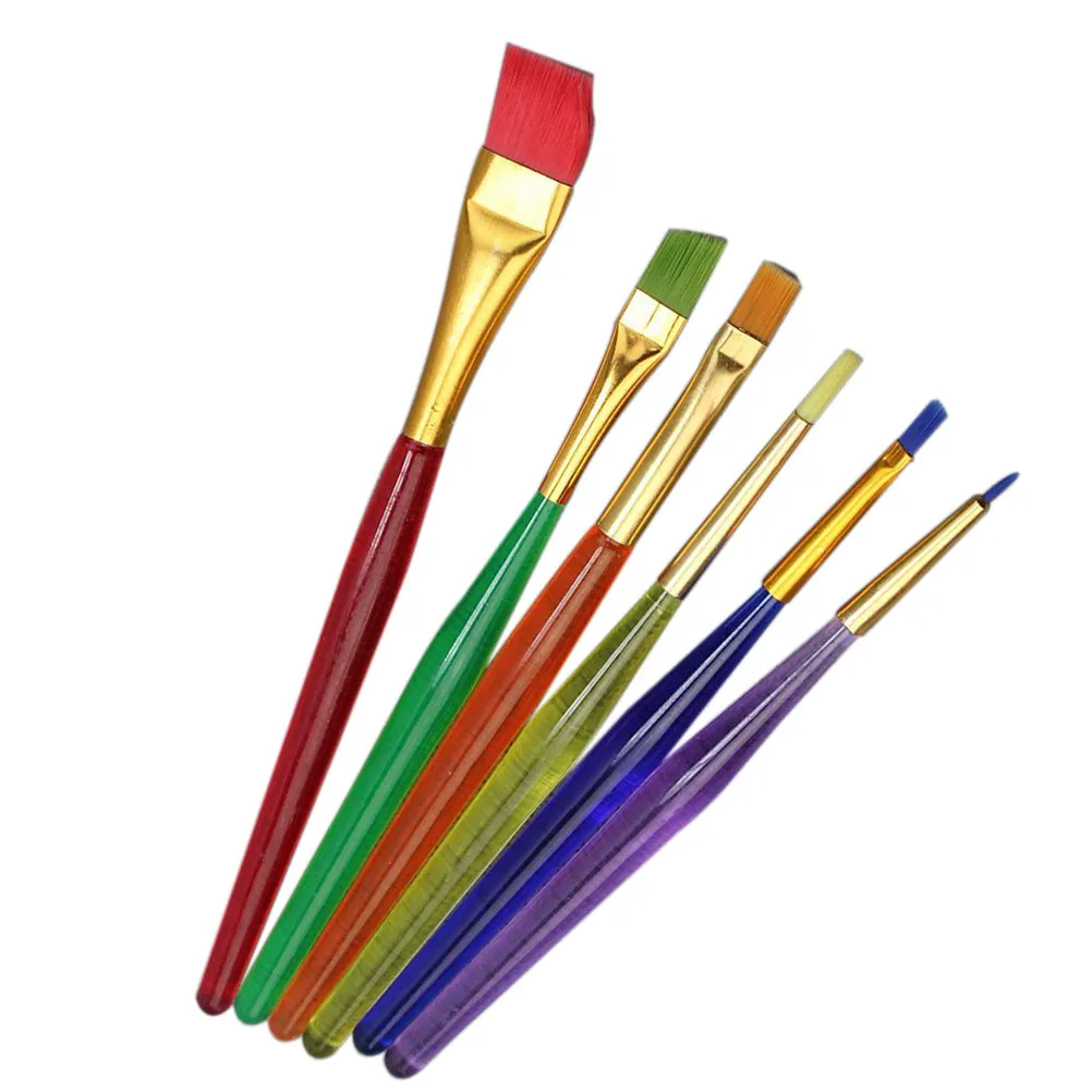 6Pcs Plastic Cake Icing Decor Painting Brushes Craft Brush Set For Easter Egg Painting Christmas Colors Pumpkin