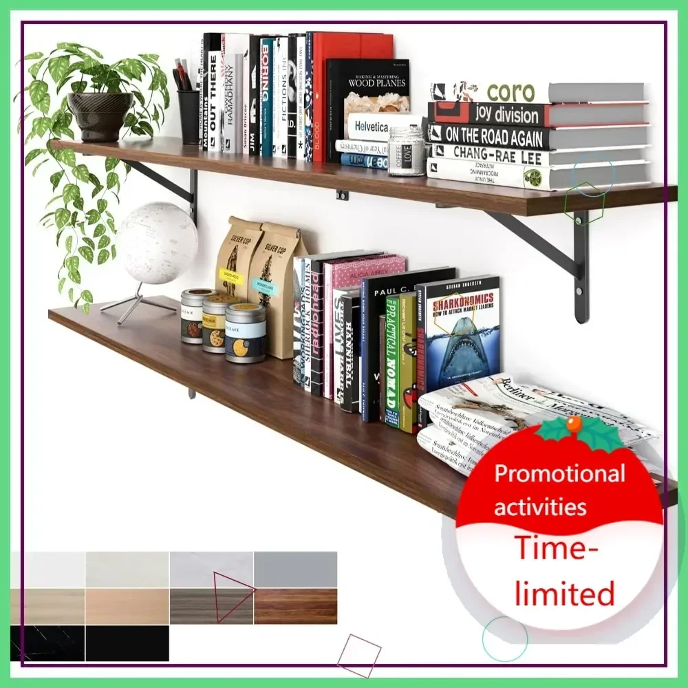

Hot sales55 Inch Long Floating Shelves Set of 2, Dark Walnut Wall Mounted Open Shelves for Home and Commercial Use