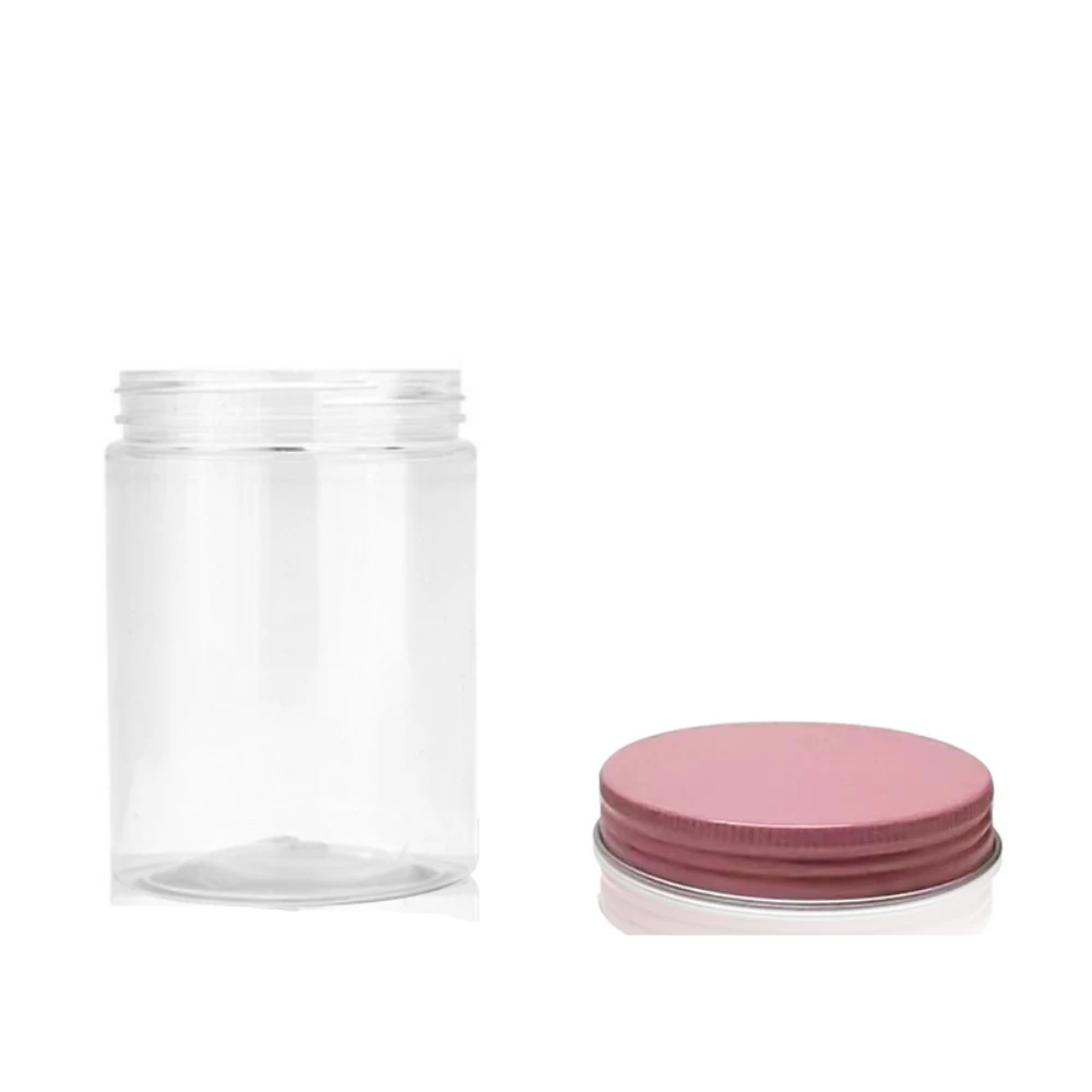 12x 50-250ml Aluminum Cap Marmalade Tin Pot Lip Balm Jar Oil Wax Transparent Plastic Empty Bottle Home Container Storage Bottles