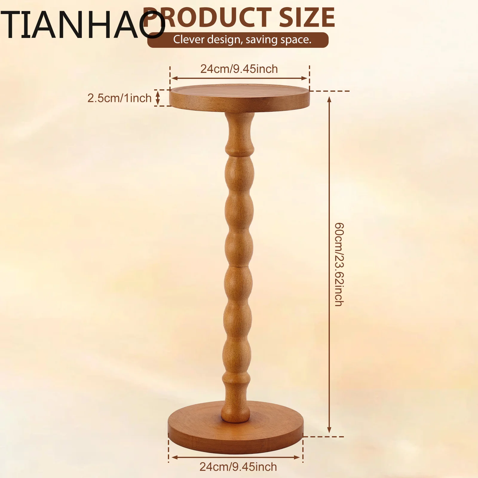 Solid Wood Round Side Table with Weighted Base Vintage Coffee Table for Bedroom beside tables Sofa living room furniture home