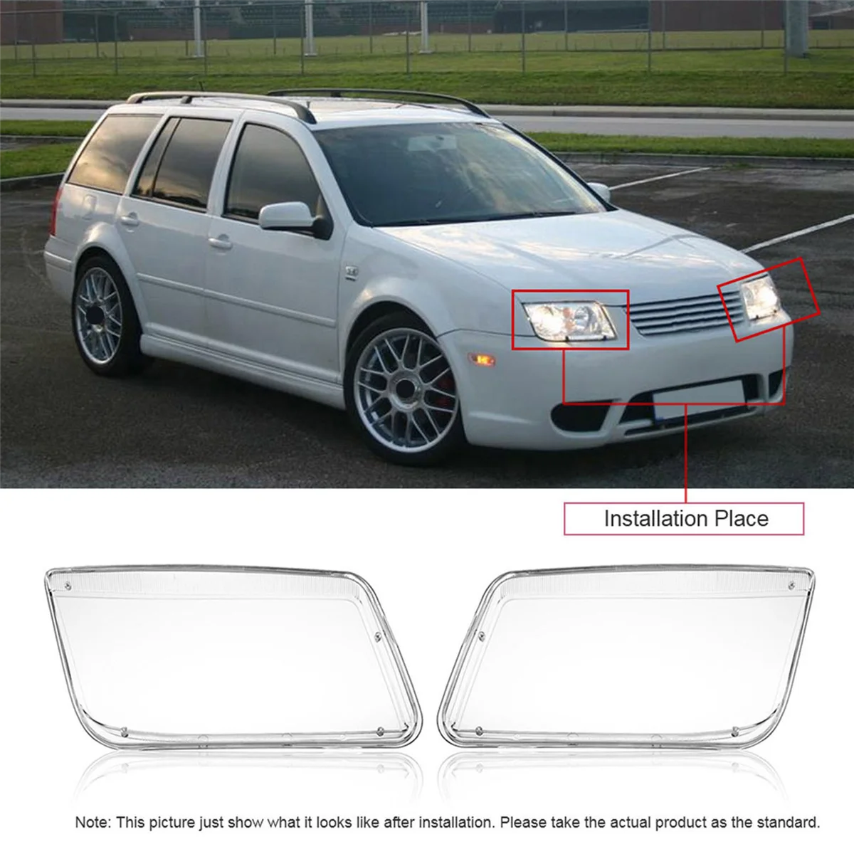 1 Pair Car Headlight Lens Cover Head Light Lamp Shade Shell Lens Lampshade for Volkswagen VW MK4 Jetta Bora 1998-2004