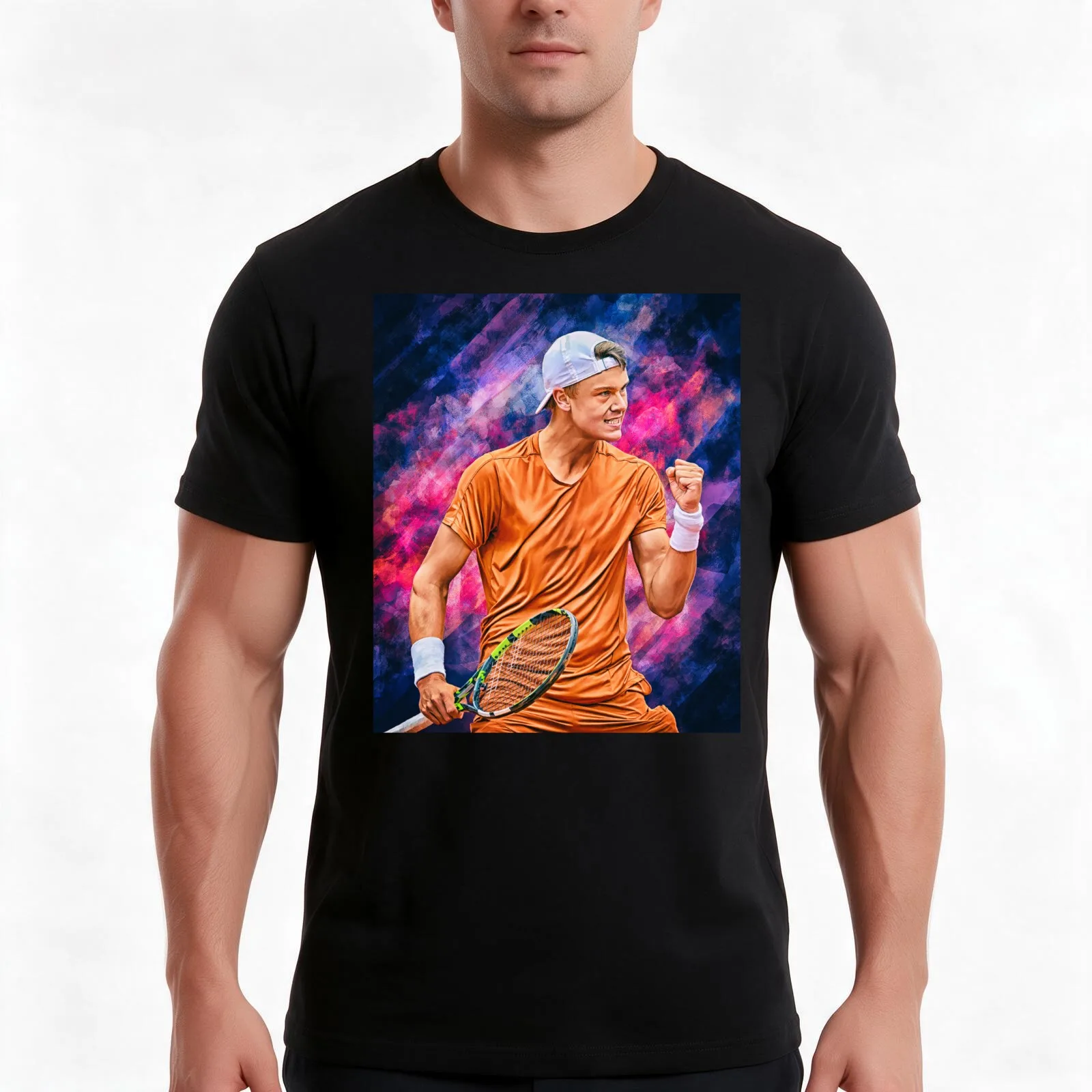 Holger Rune of Denmark come on gesture. Munich 2023. Digital artwork print wall poster. Tennis fan art gift. T-Shirt