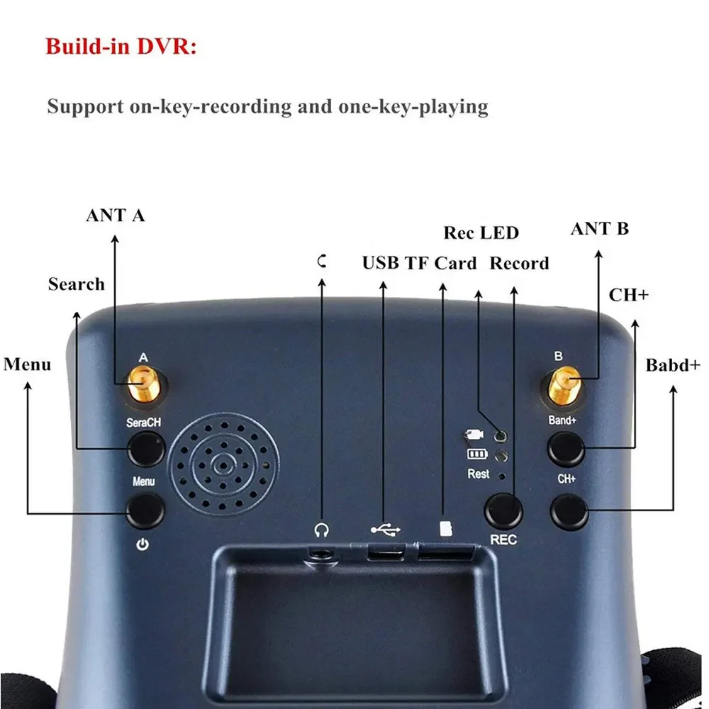 5.8G FPV แว่นตา LS-008D 4.3นิ้ว40CH สนับสนุน DVR เสาอากาศคู่แบตเตอรี่ในตัว480*272 LS008D หมวกกันน็อคสำหรับ RC โดรนแข่ง