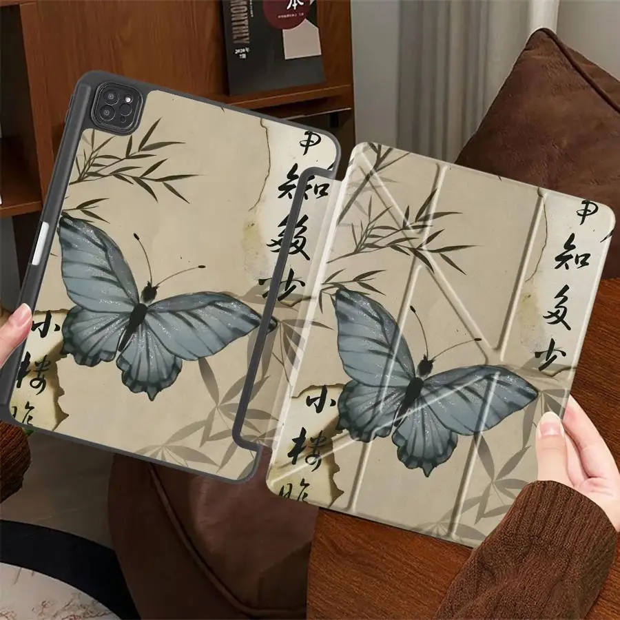

Retro Butterfly Pattern Tablet Case For iPad Pro 2025 Pro 11th 10th 9th 8th 7th 12.9inch Air 4 5 M3 M2 M4 11inch Mini 6 7 Holder