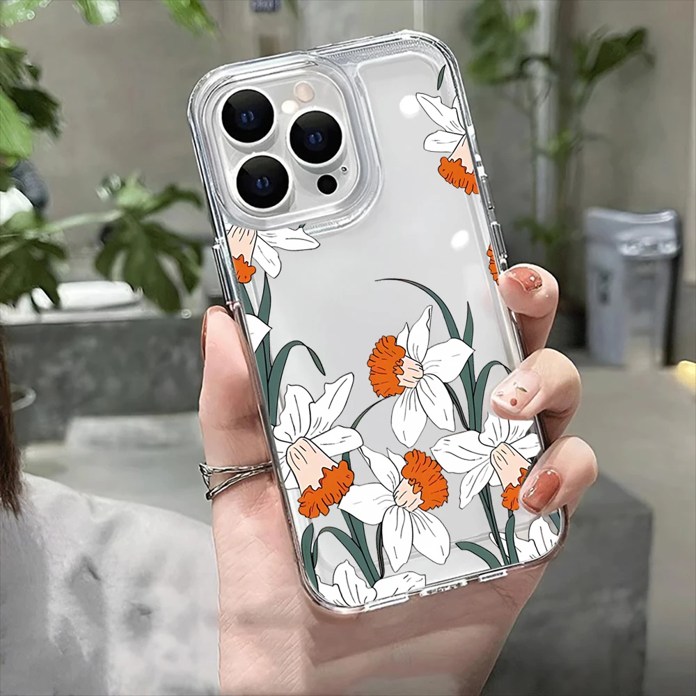 

Flower Clear Case For iPhone16 Pro Max 16Pro 16Plus 16 15 Pro Max 15Pro 15Plus 15 13 13Pro 14 12 11Pro Max Plus