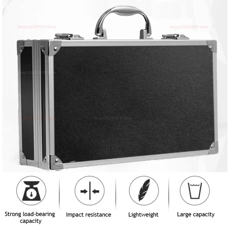 Aluminum Portable Tool Box Storage Case with Sponge Lining Impact Resistant Handheld Toolbox 30x17x8cm for Garage Workshop