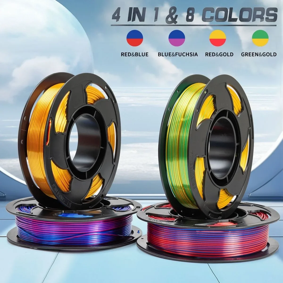 1kg 3D Printer Silk Gloss Multi-Color Consumables Dual Color PLA Filament Suitable for All 1.75mm FDM Printing Machines