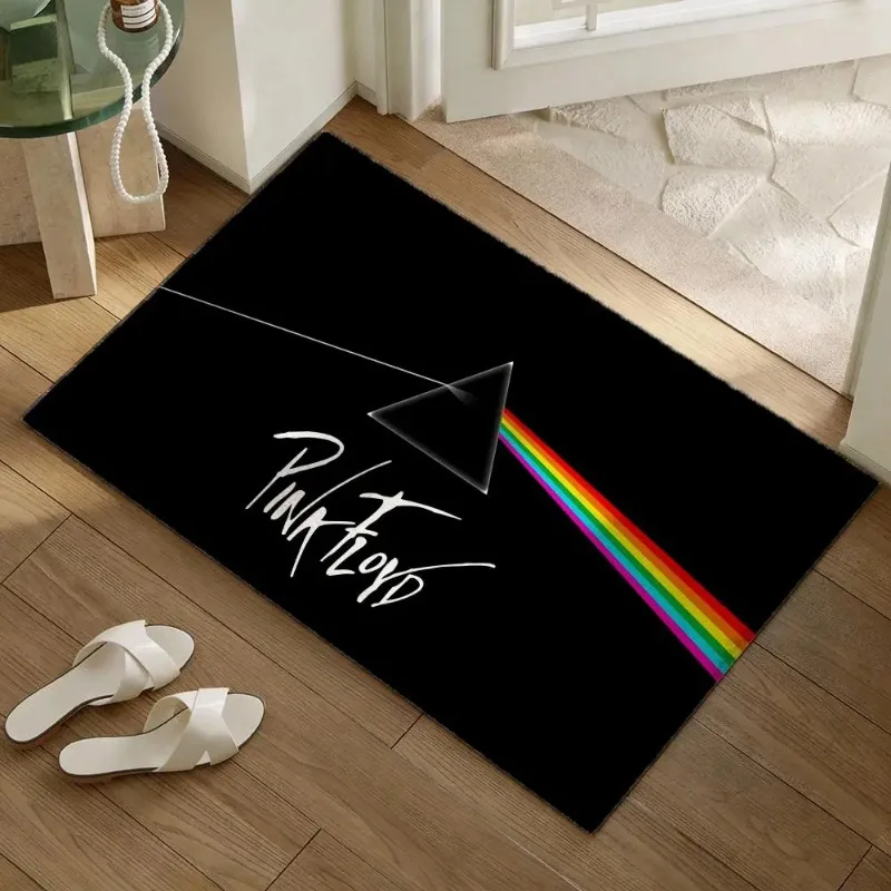 Pink Floyd Dark Side Doormat Prism Rainbow Pattern Non Slip Entrance Mat for Rock Band Music Lovers Home Decor