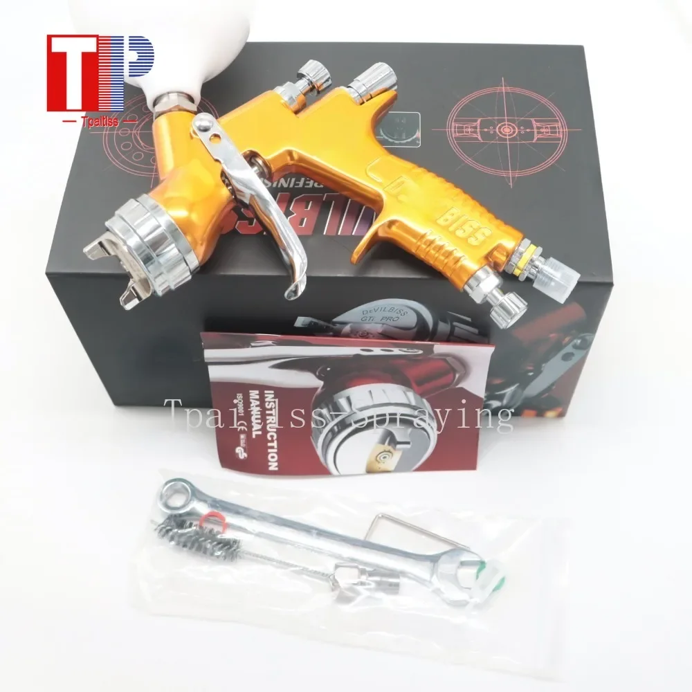 カーペイントスプレーガン,G-T-I pro,クリアコートおよびプライミングペイントガン,hvlp,600ml,チップ1.3,8個,D-V-1