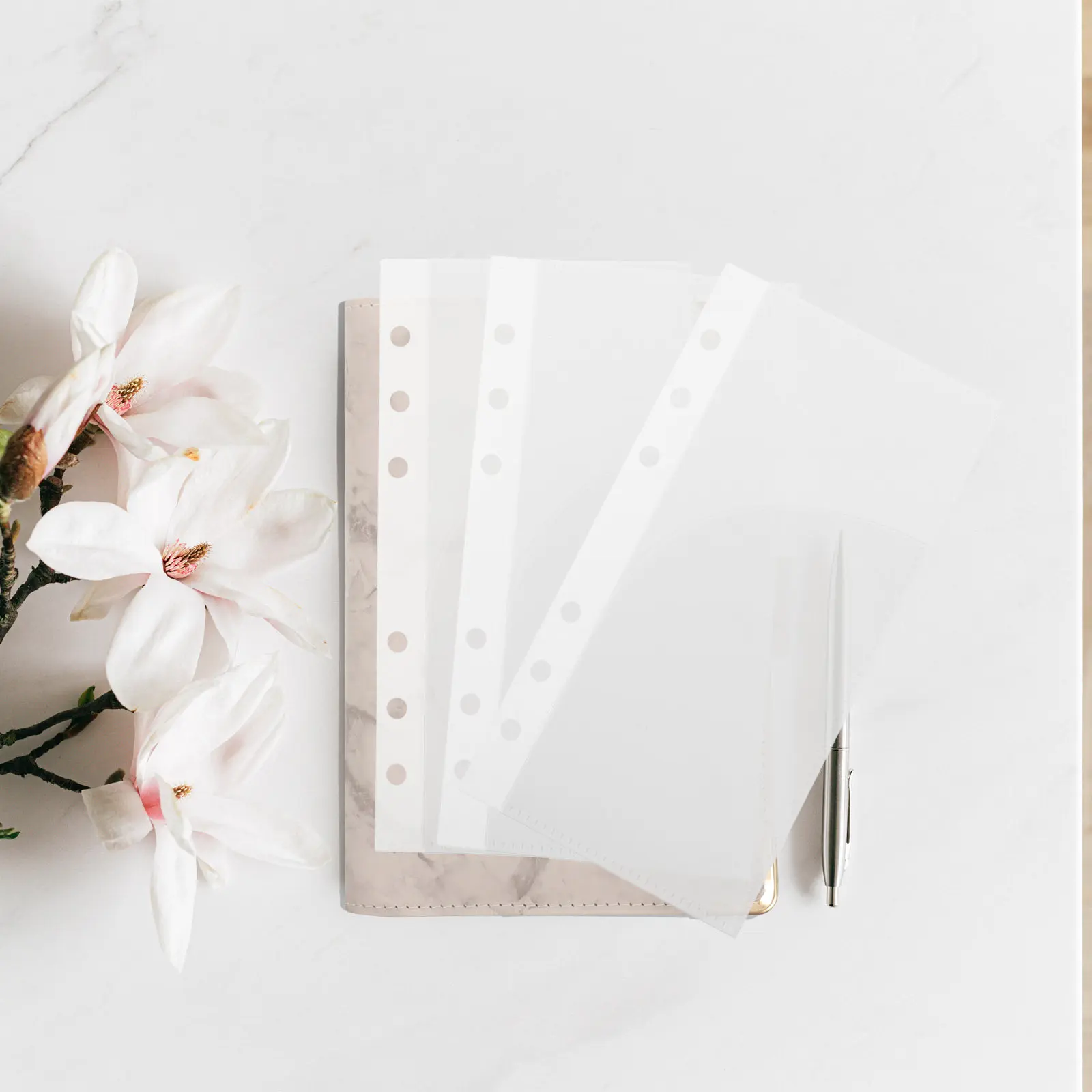 

5Pcs Budget Binder Inserts PP Material Reusable A6 Loose Leaf Pockets for Budget Book Cash Envelopes Daily Finance Tracking