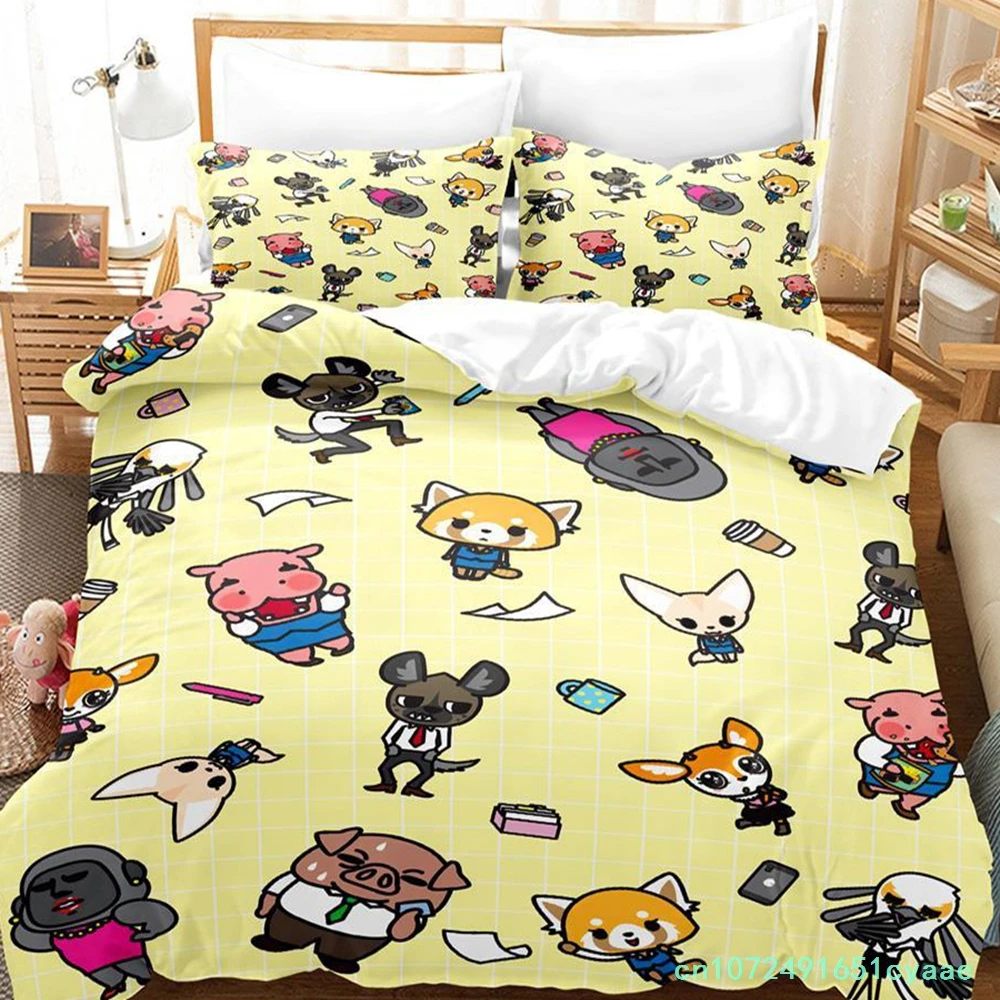 Aggretsuko Bedding Set Single Twin Full Queen King Size Bed Set Aldult Kid Bedroom Duvetcover Sets Anime Parure De Lit Bed