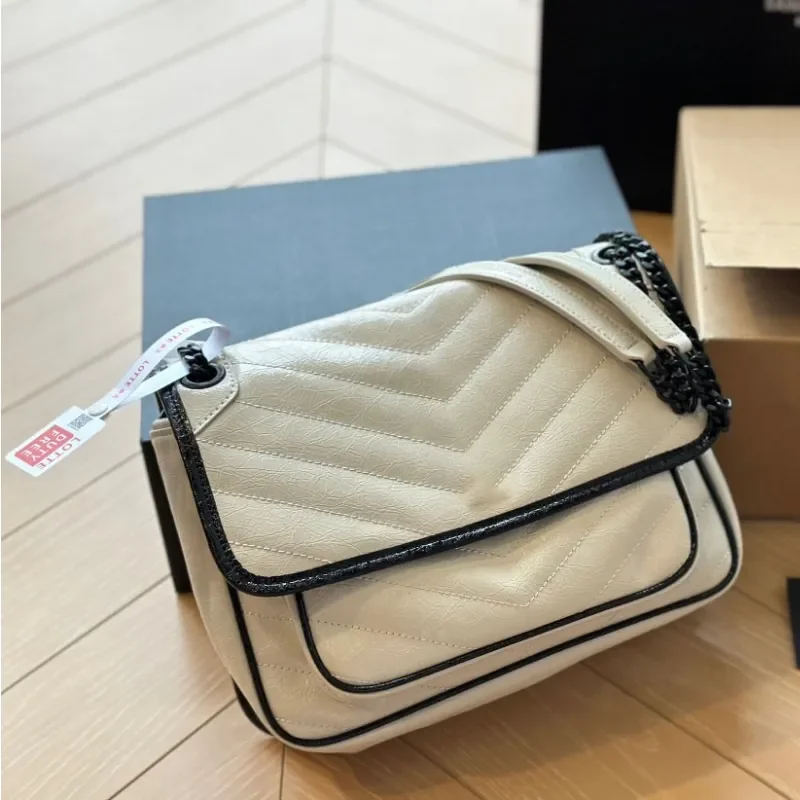 

Сумка NIKI MEDIUM CHAIN VINTAGE из мятой кожи, дизайнерская кожаная сумка через плечо для женщин.