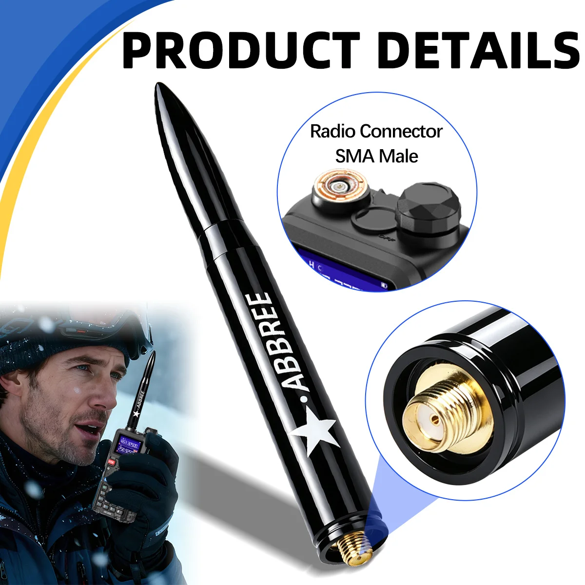 ABBREE AR‑47 Bullet Antenna High Gain SMA‑Female VHF UHF Walkie Talkie Antenna for Baofeng UV‑5R Mini UV-5RH Quansheng UVK5 UVK1 - view 5