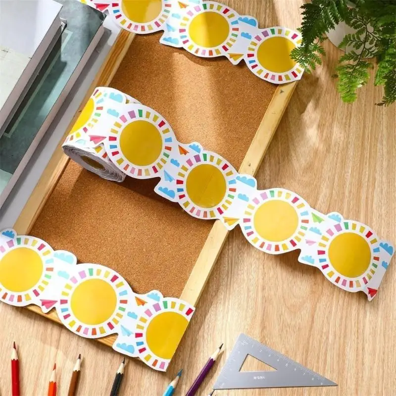 Y5LB Bulletin Board Borders Colorful Border Trim Sun Bulletin Board Border Classroom Borders for School Decorations