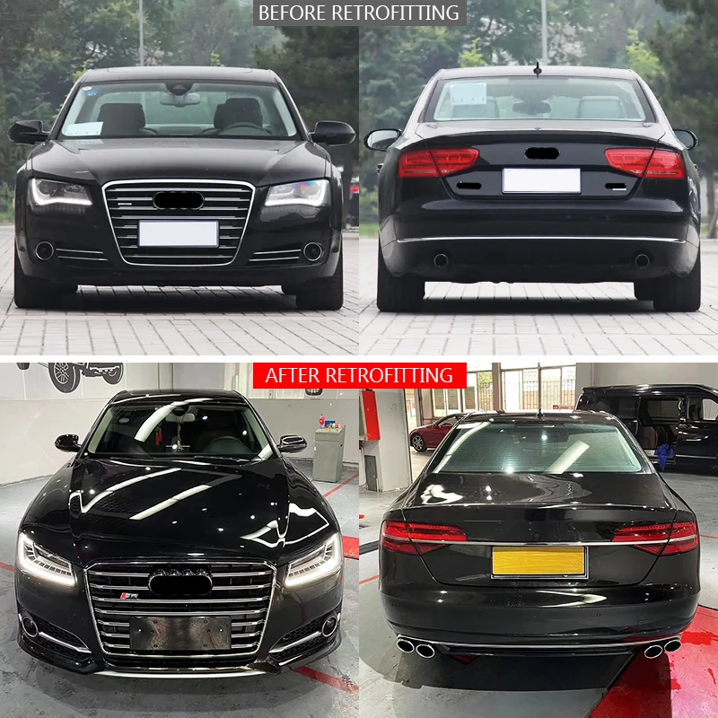 2011-2014 Car Modification Upgrade Front Bumper Engine Hood Rear Bumper Tailgate Taillights Body Kit For  A8 D4Body Kit Ful
