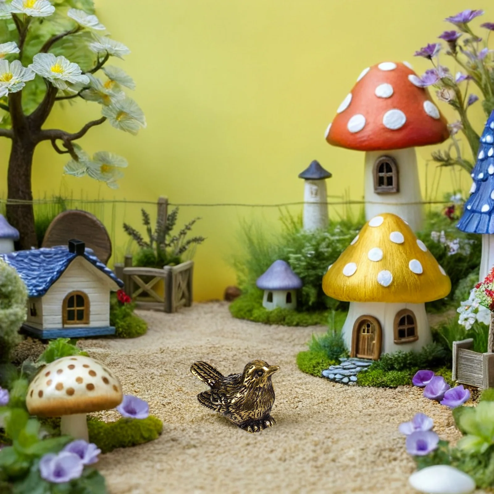 

6Pcs Vintage Brass Sparrow Sculptures Retro Bird Ornaments for Home Table Shelf Decor Distressed Finish