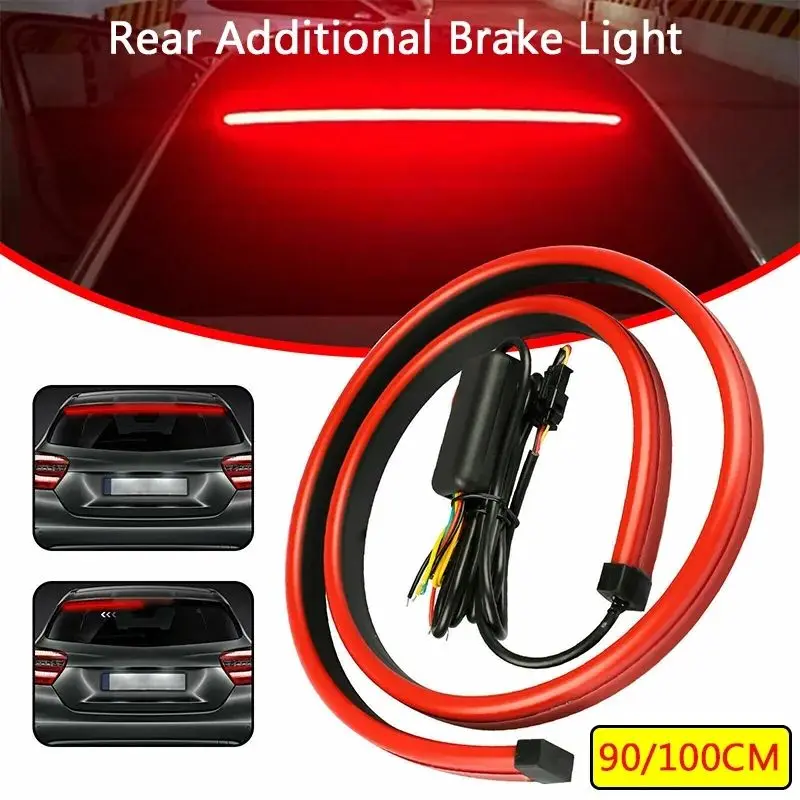 90/100cm Car Styling High Rear Additional Stop Lights With Turn Signal Running Light Unverisal Auto Brake Flexible LED Strips