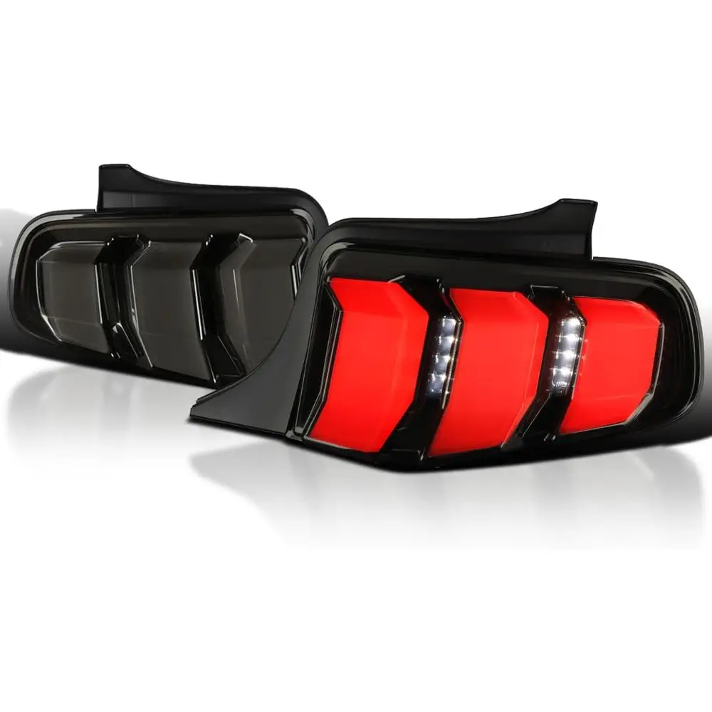 

Black Smoke Sequential LED Signal Tail Lights Compatible with 2010-2012 Ford Mustang, Left + Right Pair Assembly